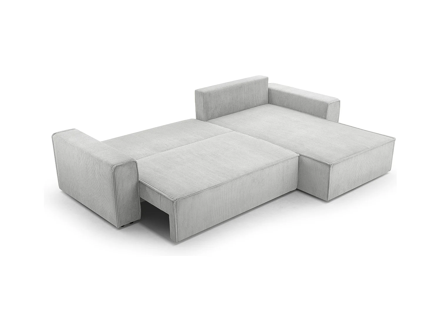 AX LIVING Cord Couch L Form – Cedria L+R Wohnlandschaft 287cm Hellgrau