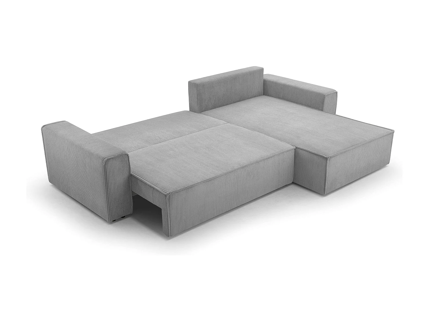 AX LIVING Cord Couch L Form – Cedria L+R Wohnlandschaft 287cm Hellgrau