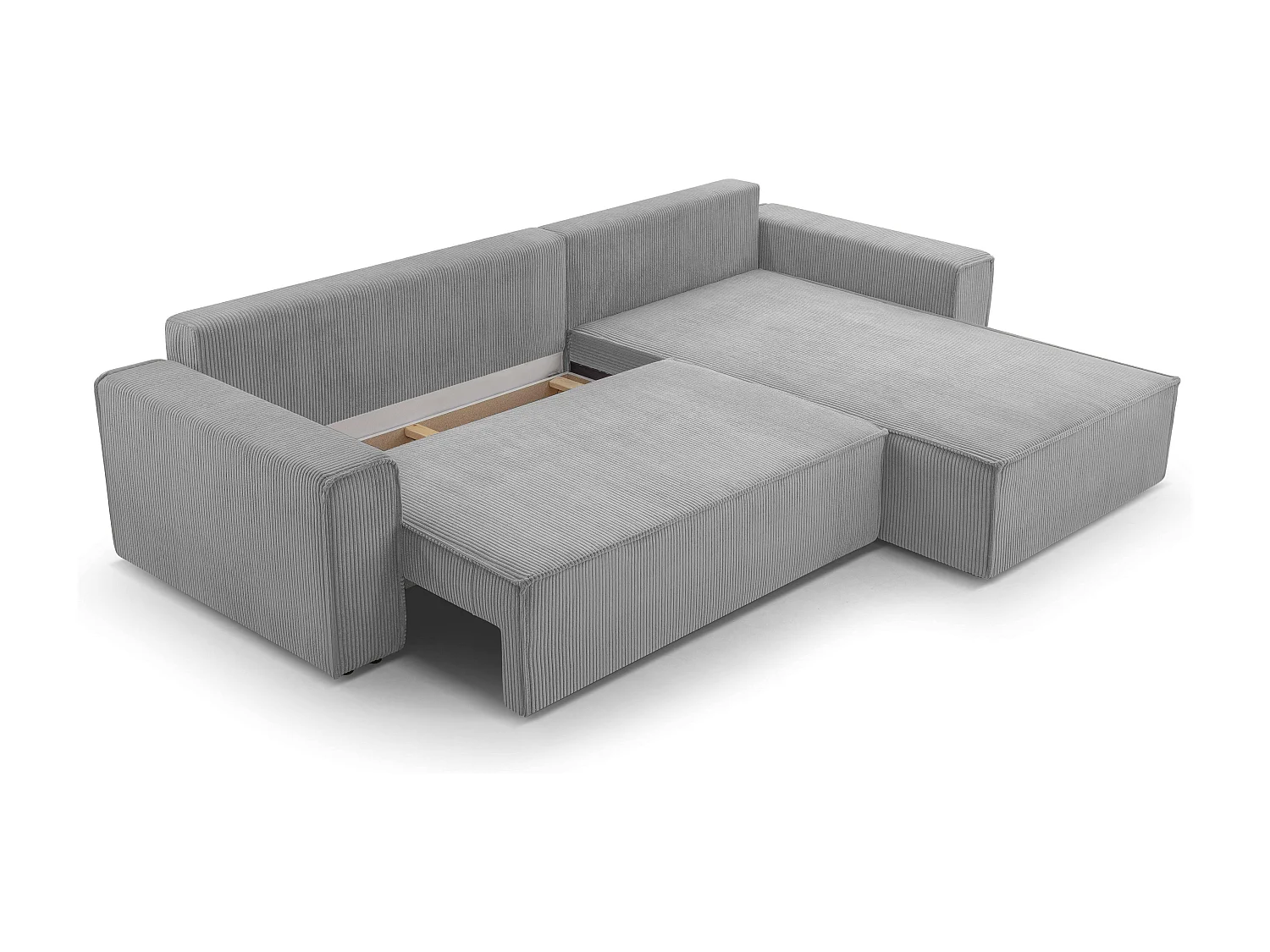 AX LIVING Cord Couch L Form – Cedria L+R Wohnlandschaft 287cm Hellgrau
