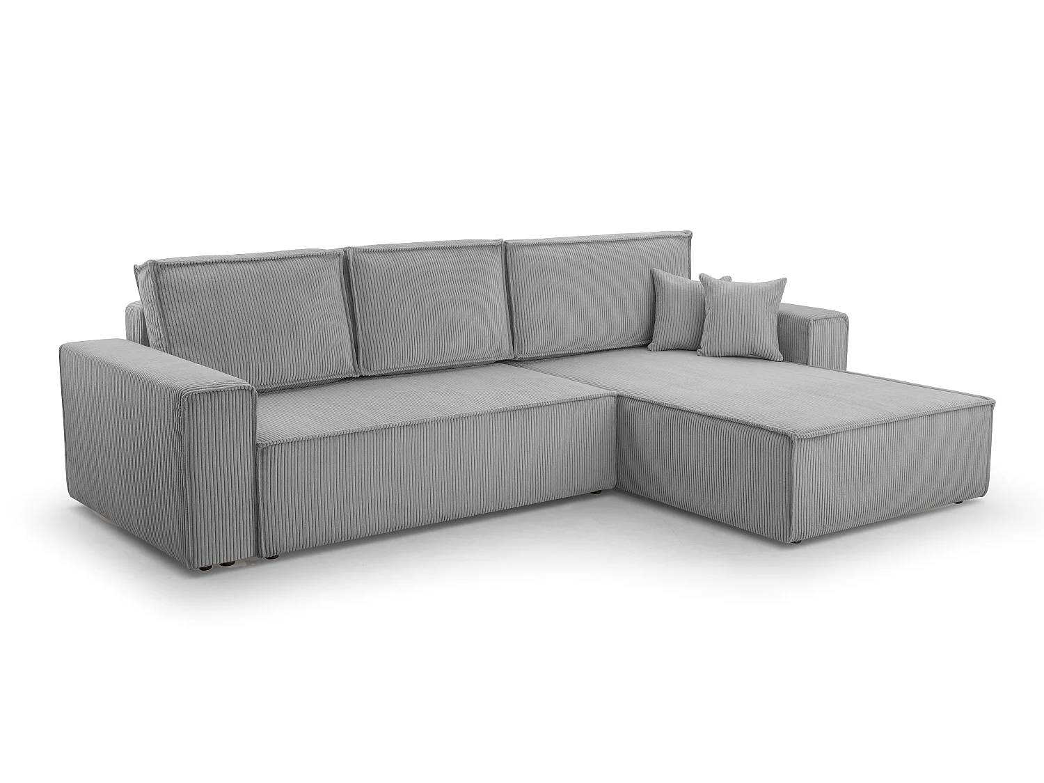 AX LIVING Canapé d’angle en velours côtelé gris clair Cedria – 287 cm