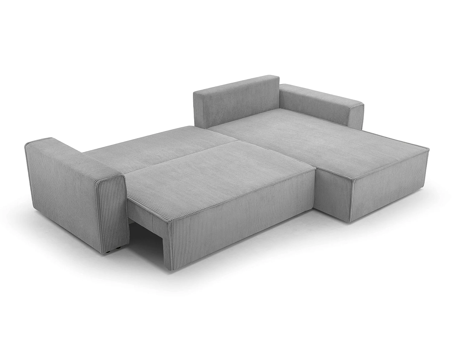 AX LIVING Canapé d’angle en velours côtelé gris clair Cedria – 287 cm