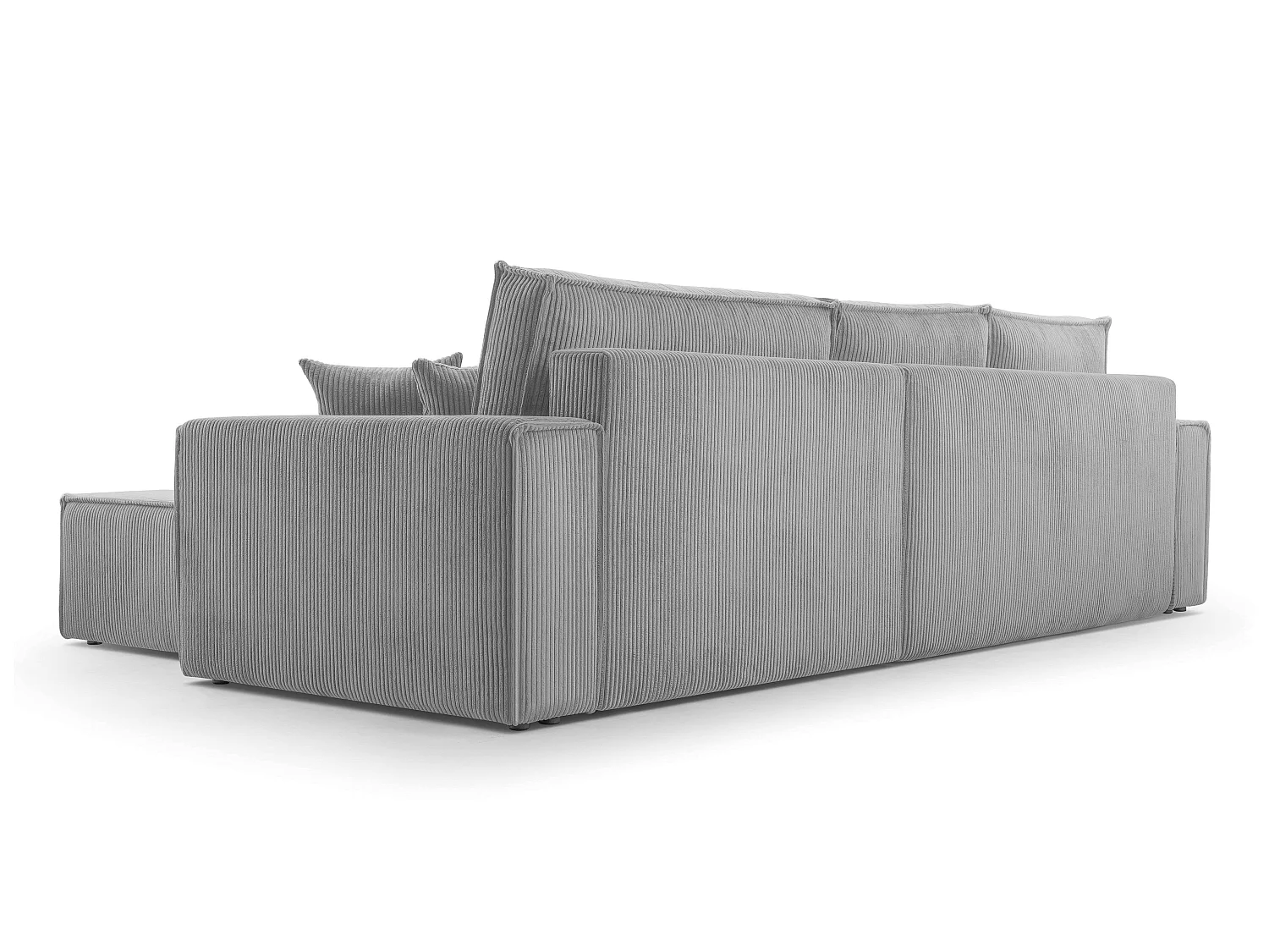 AX LIVING Canapé d’angle en velours côtelé gris clair Cedria – 287 cm
