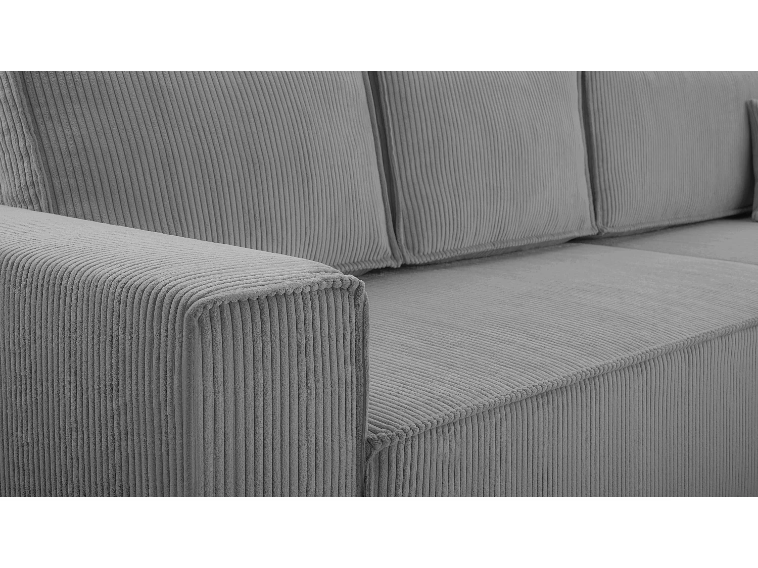 AX LIVING Canapé d’angle en velours côtelé gris clair Cedria – 287 cm