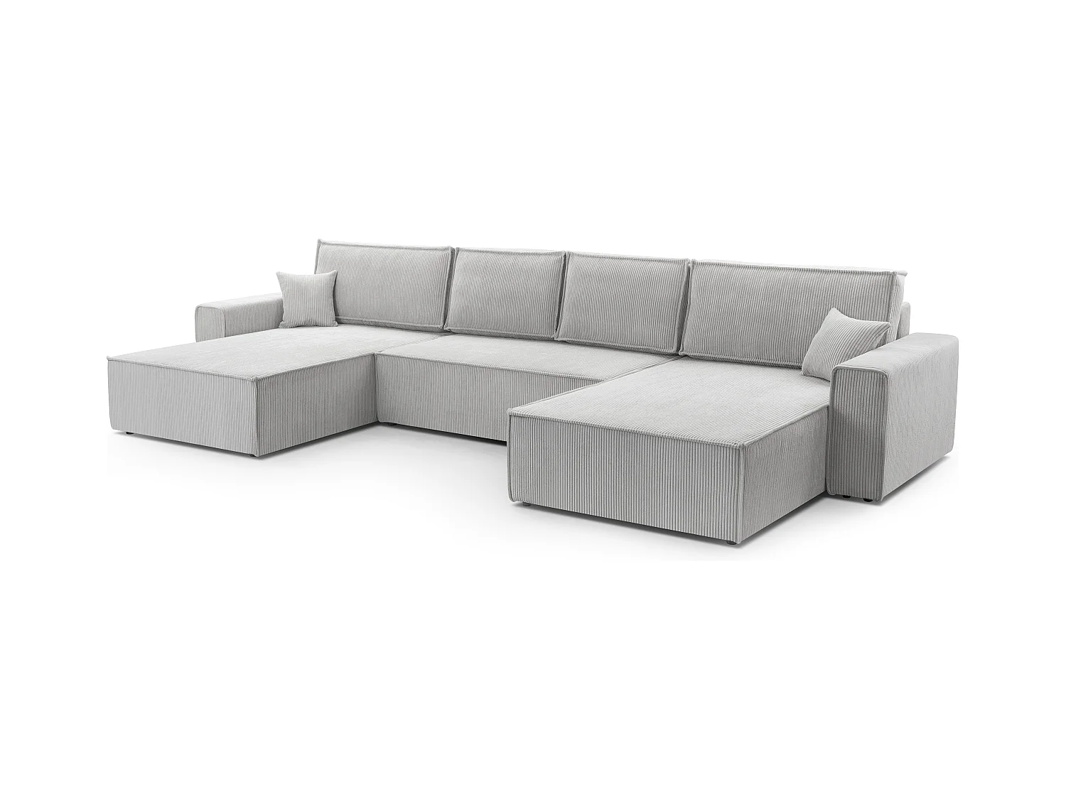 AX LIVING Canapé panoramique Cedria U 389 gris clair avec fonction lit