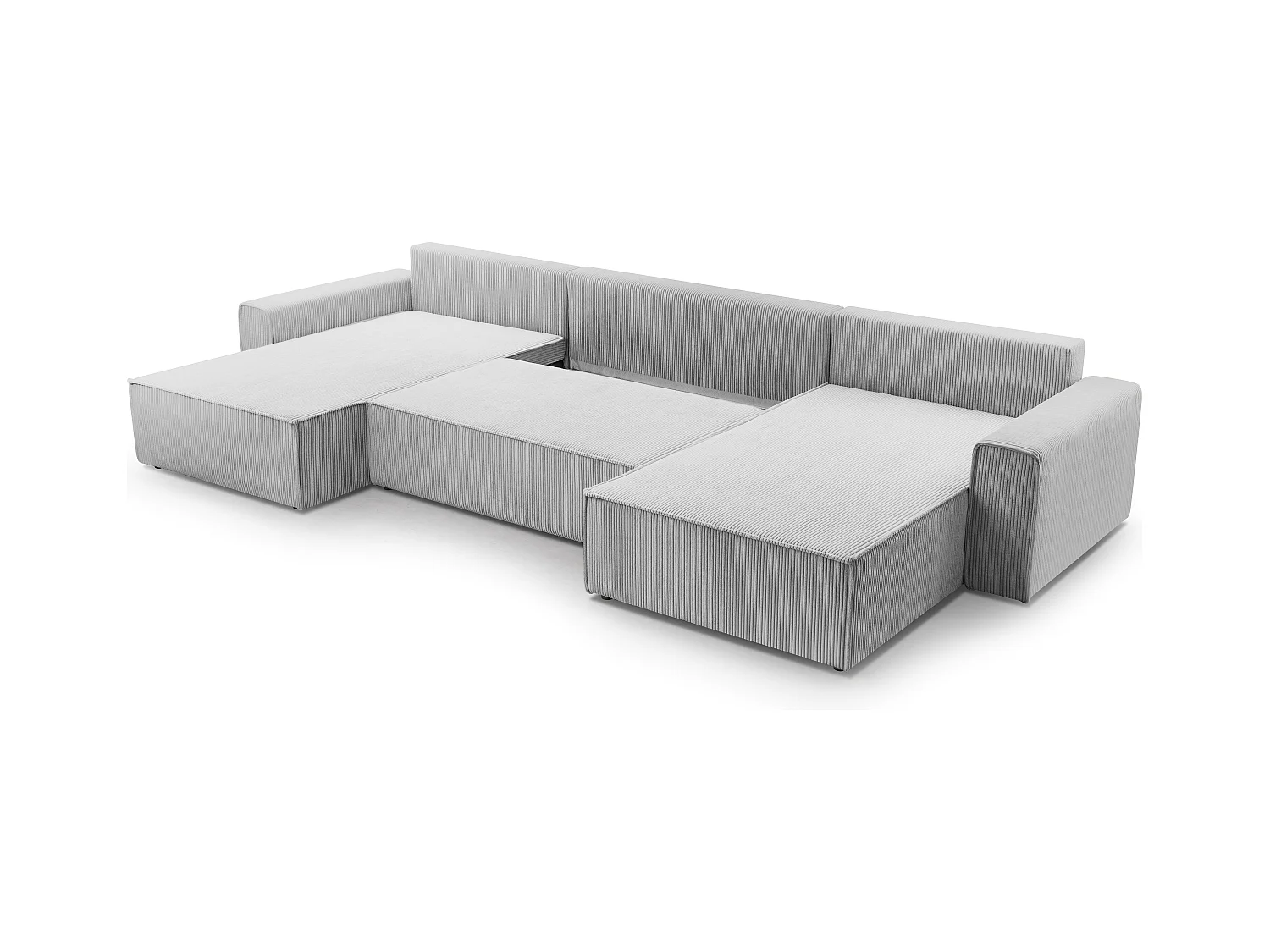 AX LIVING Canapé panoramique Cedria U 389 gris clair avec fonction lit