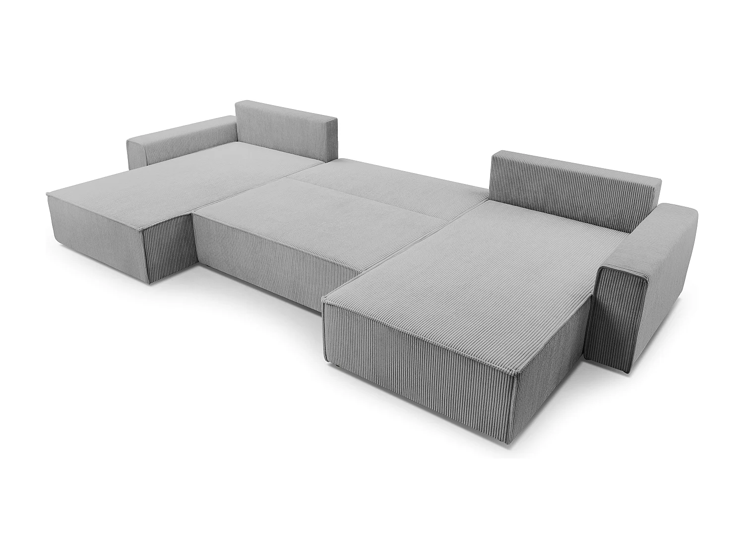 AX LIVING Canapé panoramique Cedria U 389 gris clair avec fonction lit