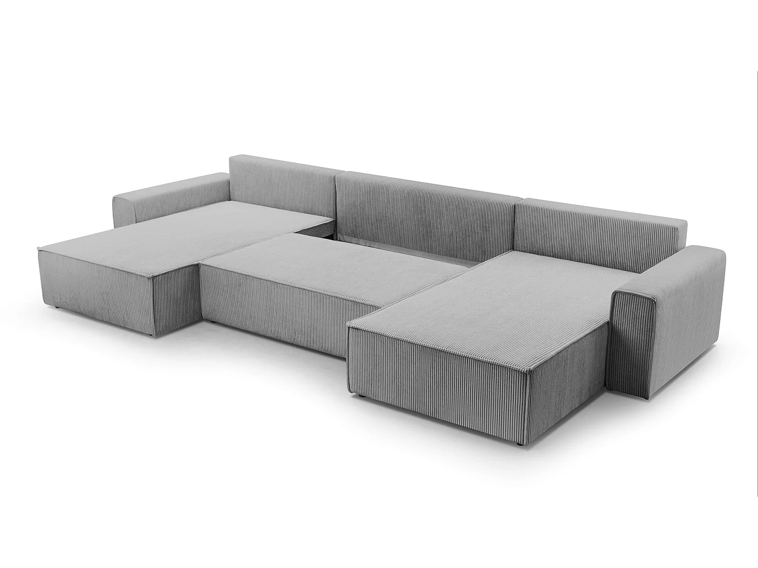 AX LIVING Canapé panoramique Cedria U 389 gris clair avec fonction lit