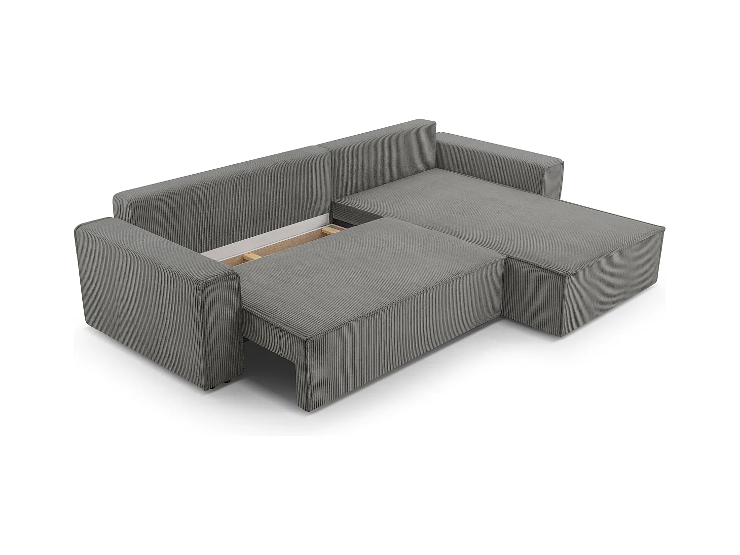 AX LIVING Cedria L donkergrijze hoekbank – 287 cm met slaapfunctie