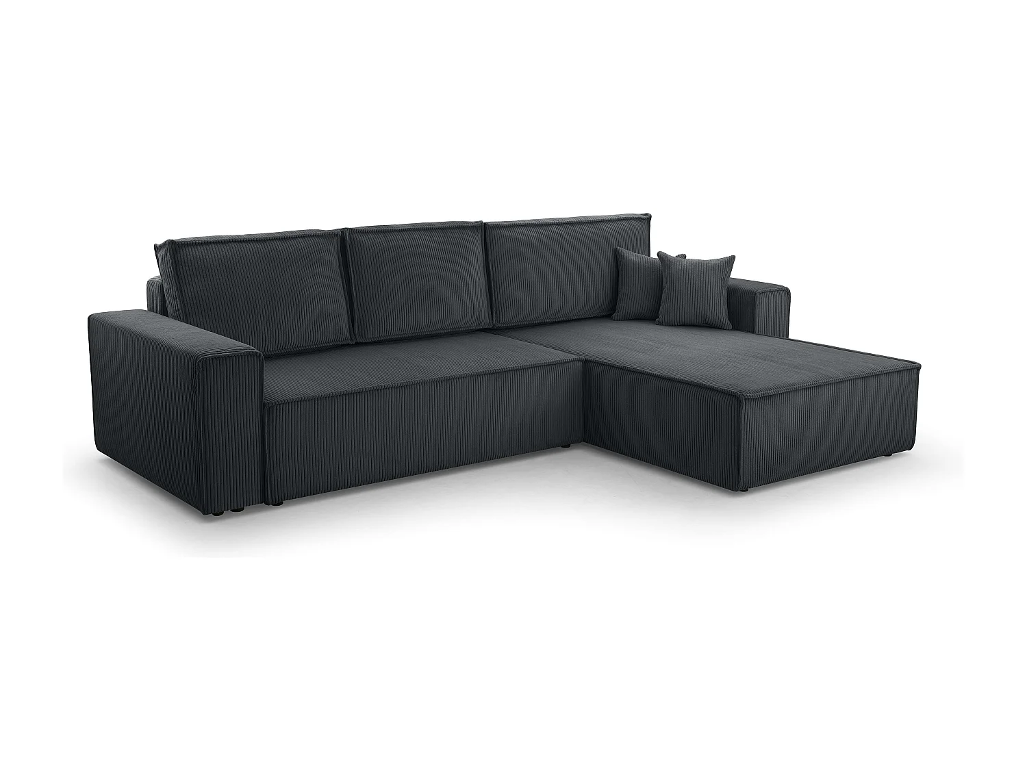 AX LIVING Cedria L donkergrijze hoekbank – 287 cm met slaapfunctie
