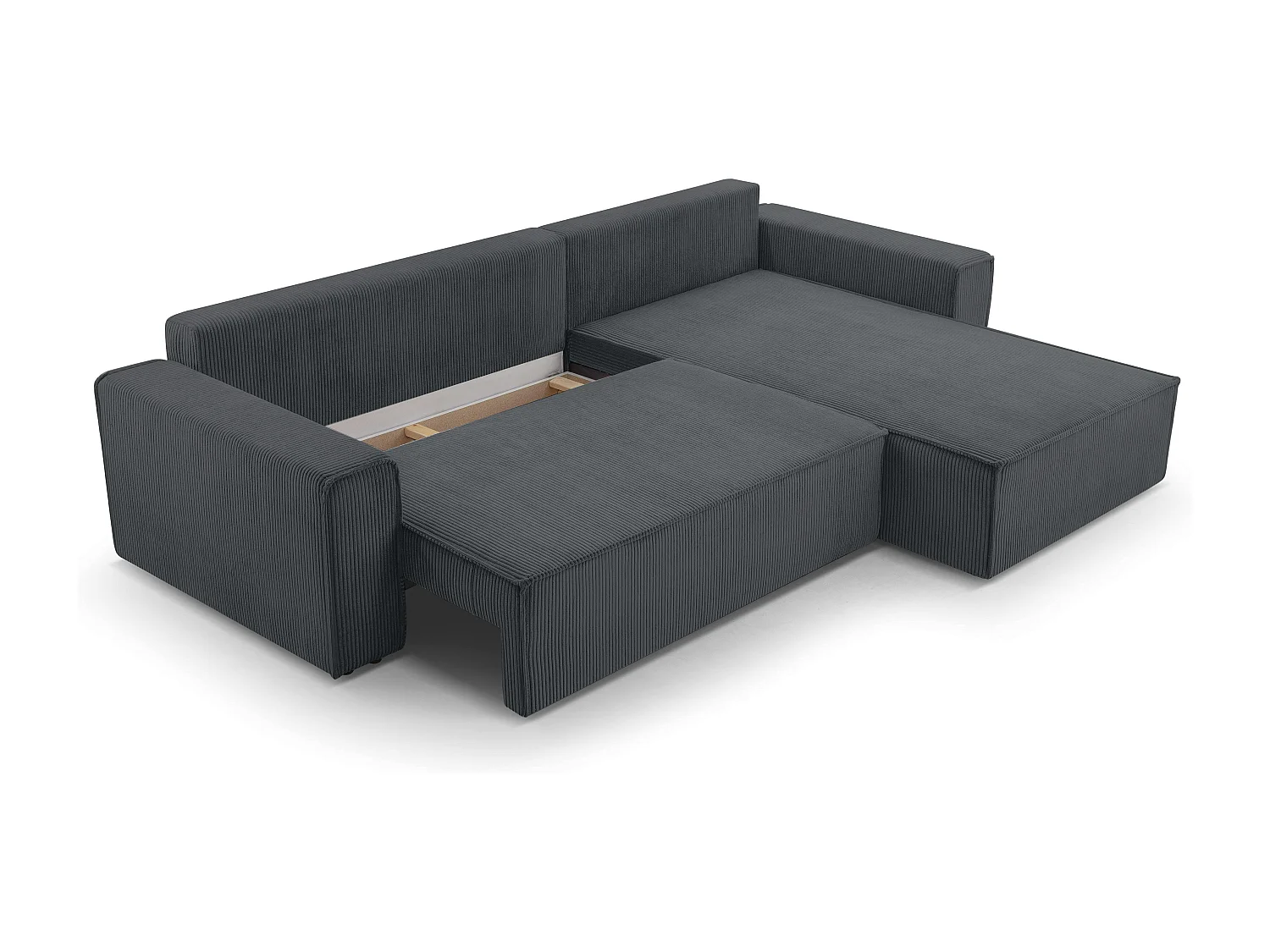 AX LIVING Cedria L donkergrijze hoekbank – 287 cm met slaapfunctie