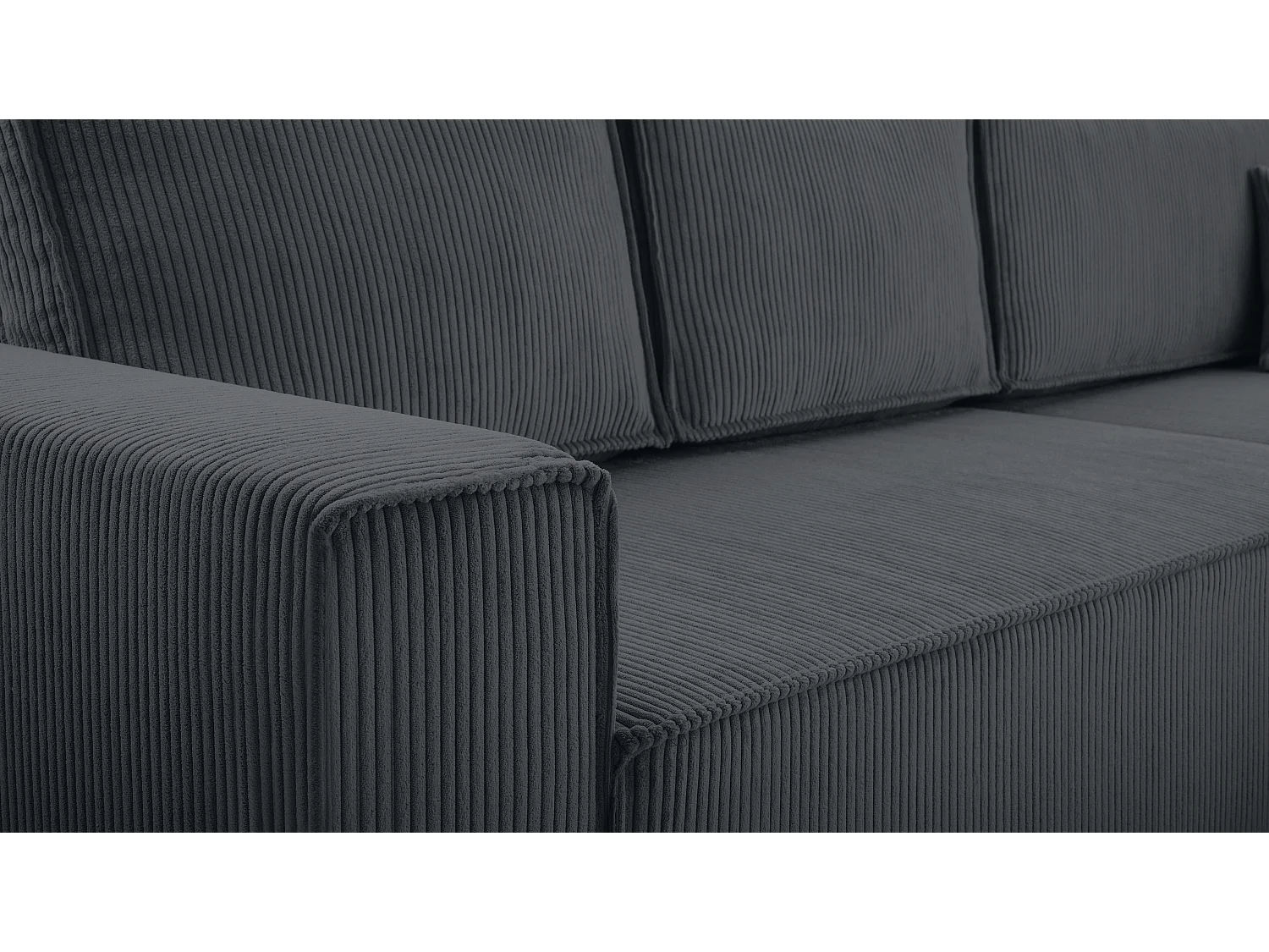 AX LIVING Canapé d’angle en velours côtelé gris foncé Cedria – 287 cm