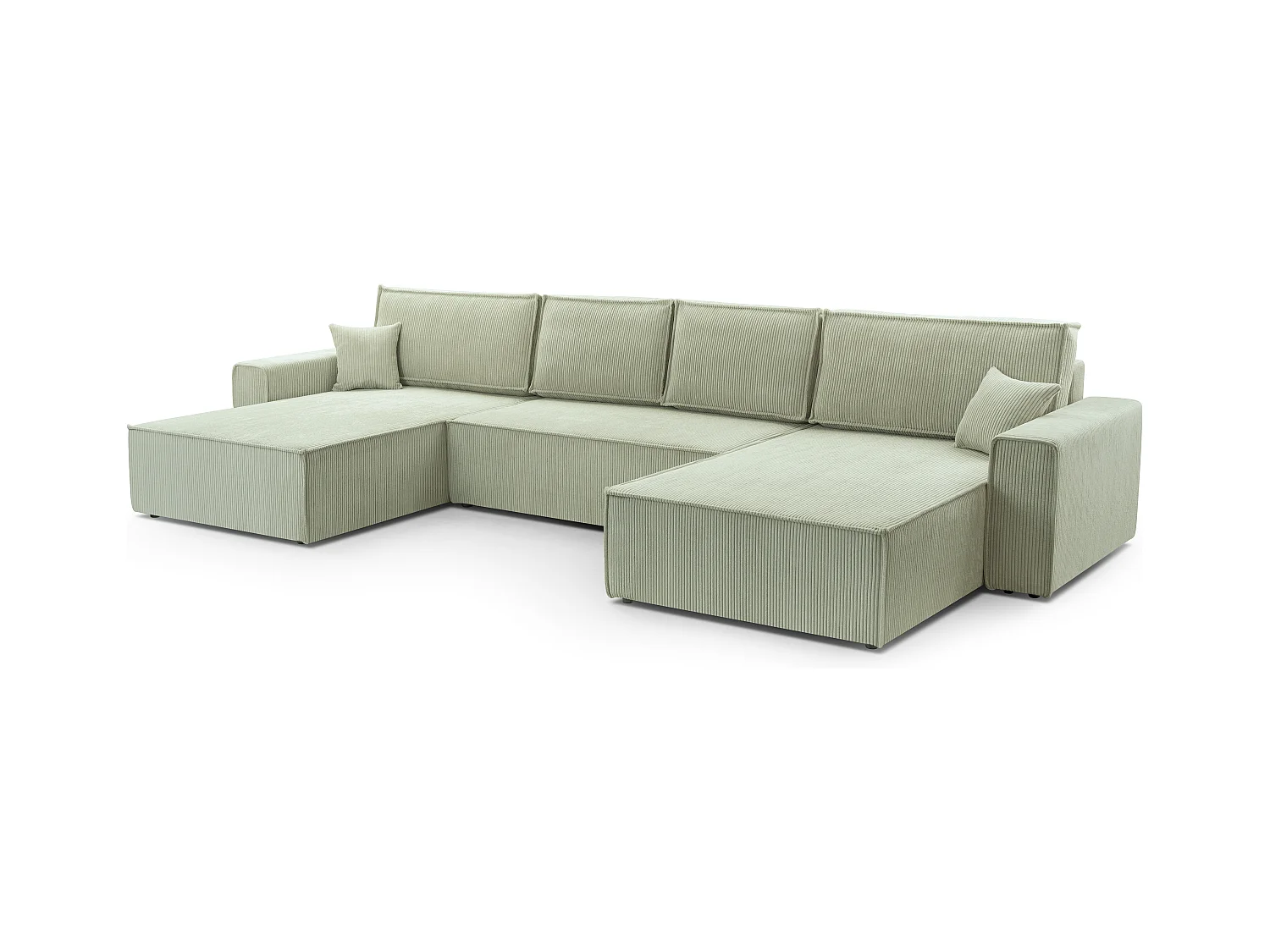 AX LIVING Salbeigrün Sofa U Form mit Schlaffunktion – Cedria U 389cm