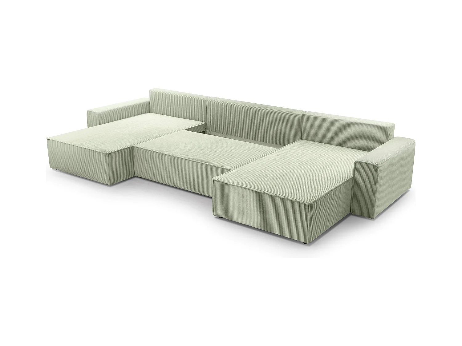 AX LIVING Salbeigrün Sofa U Form mit Schlaffunktion – Cedria U 389cm