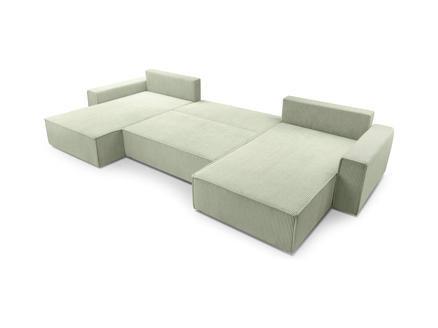 AX LIVING Salbeigrün Sofa U Form mit Schlaffunktion – Cedria U 389cm