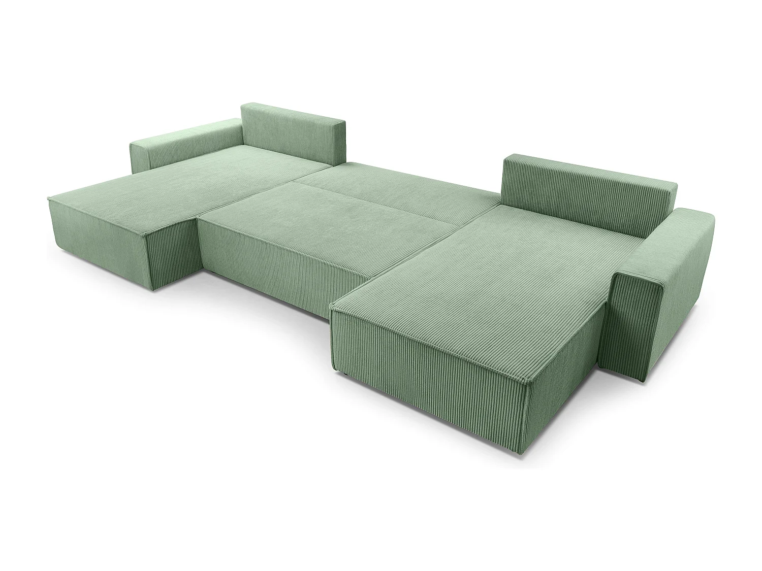 AX LIVING Cedria saliegroene hoekbank U vorm – 389cm met slaapfunctie