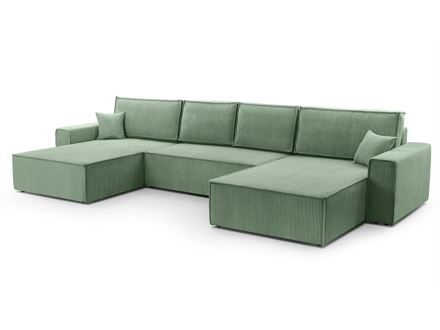 AX LIVING Cedria saliegroene hoekbank U vorm – 389cm met slaapfunctie
