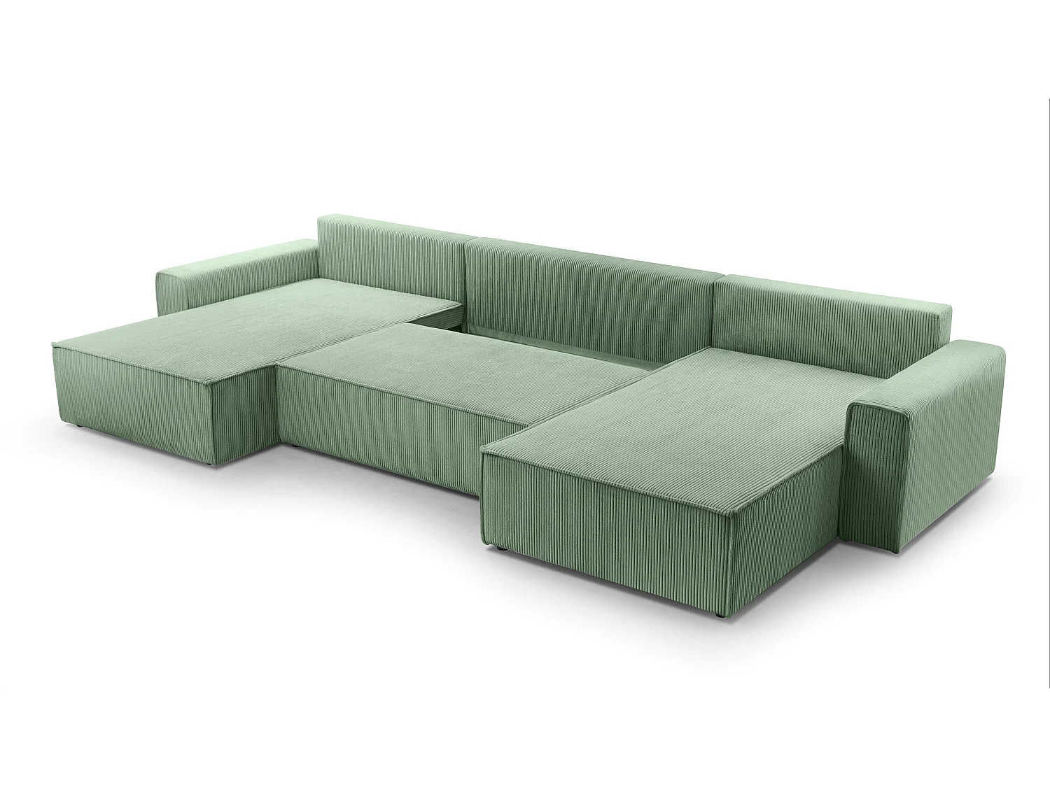 AX LIVING Canapé panoramique Cedria U 389 vert sauge avec fonction lit