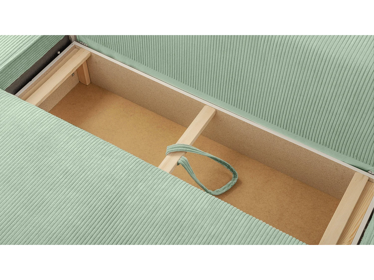 AX LIVING Canapé panoramique Cedria U 389 vert sauge avec fonction lit