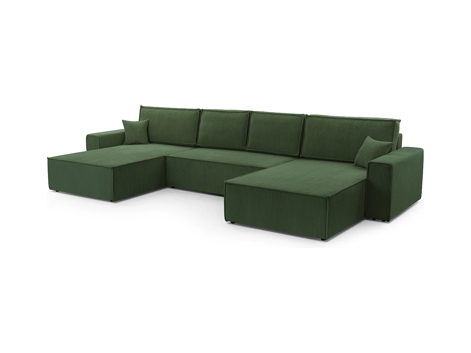 AX LIVING Grün Sofa U mit Schlaffunktion – Cedria U Wohnlandschaft