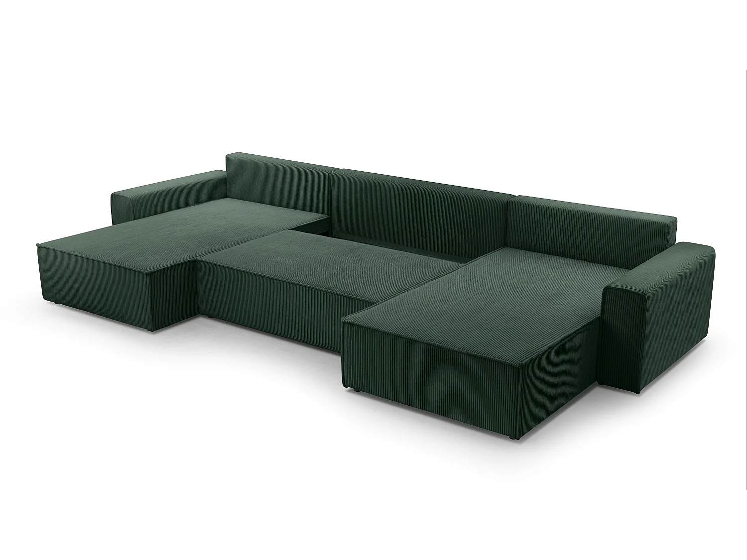 AX LIVING Cedria donkergroene hoekbank U vorm 389 cm met slaapfunctie