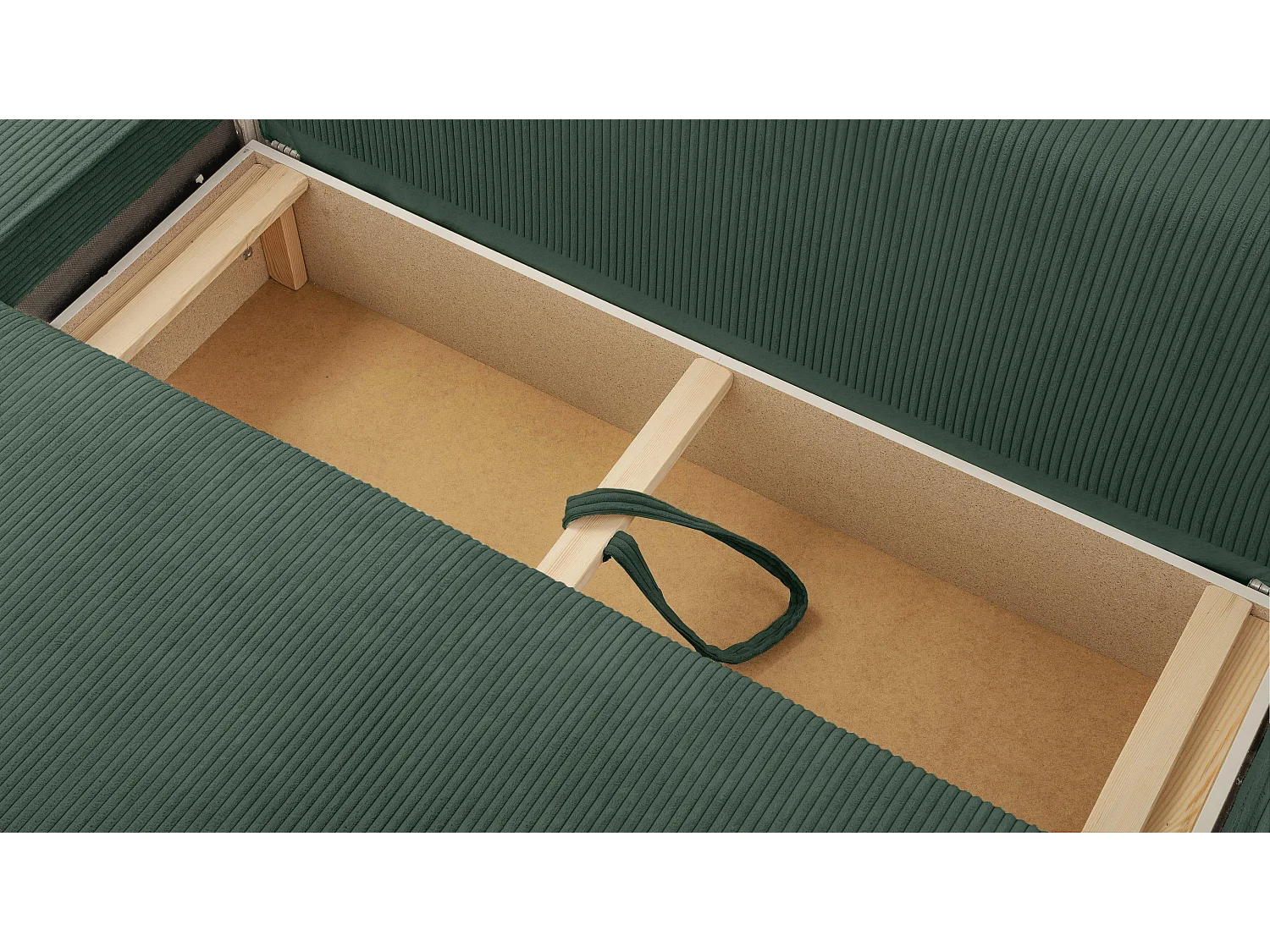 AX LIVING Cedria donkergroene hoekbank U vorm 389 cm met slaapfunctie