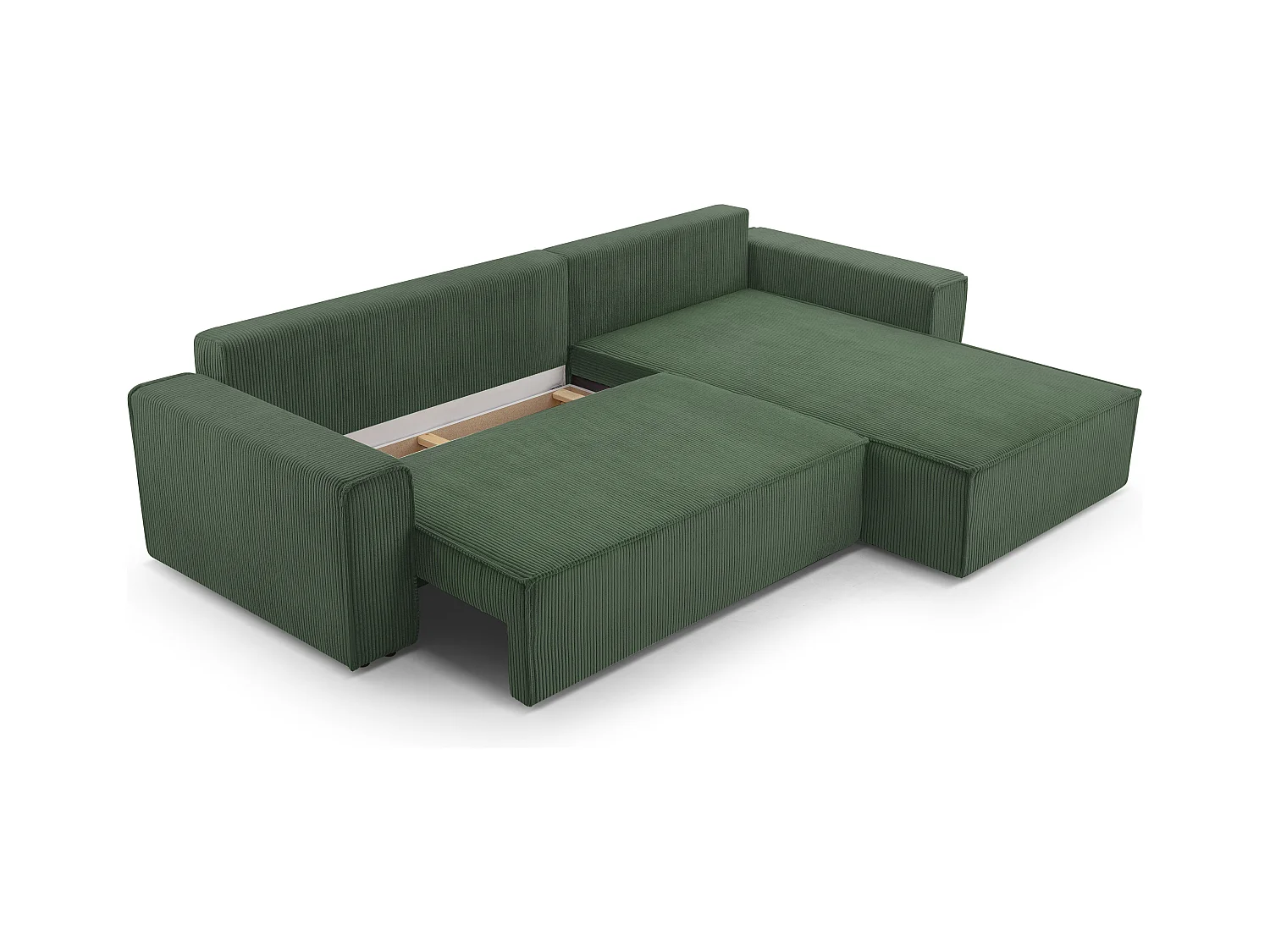 AX LIVING Cedria donkergroene hoekbank – 287 cm met slaapfunctie