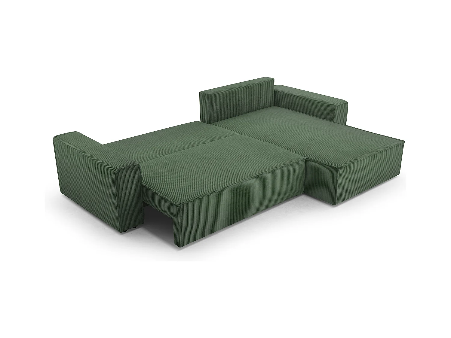 AX LIVING Cedria donkergroene hoekbank – 287 cm met slaapfunctie
