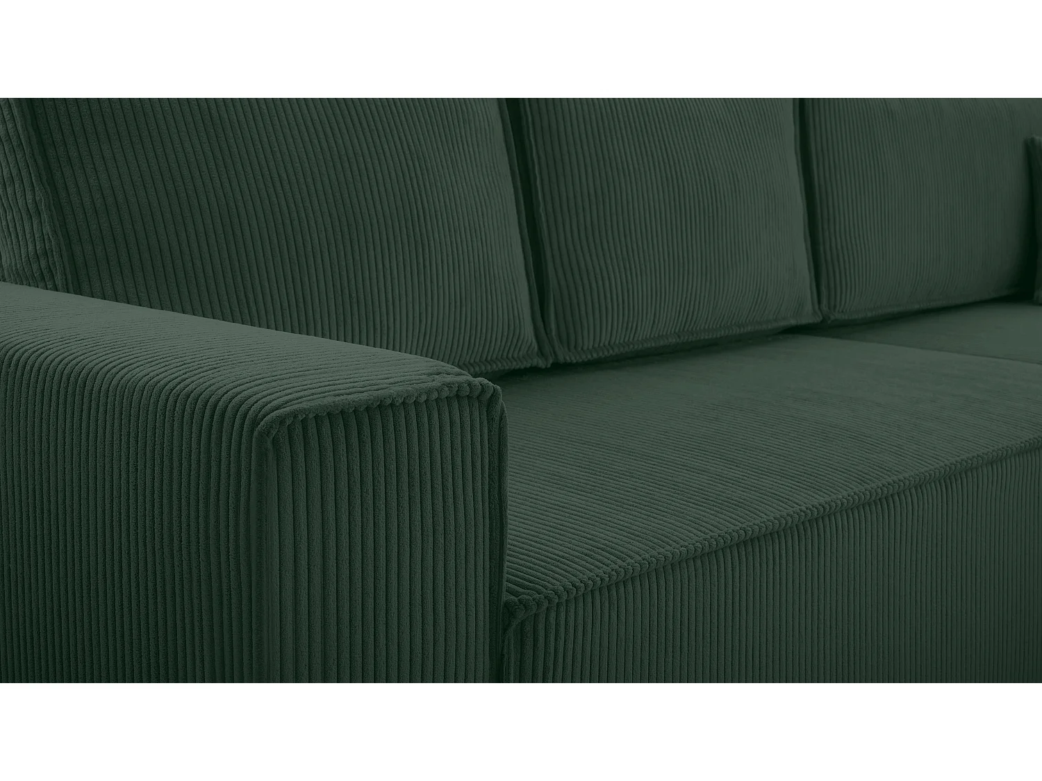 AX LIVING Canapé d’angle en velours côtelé vert foncé Cedria – 287 cm