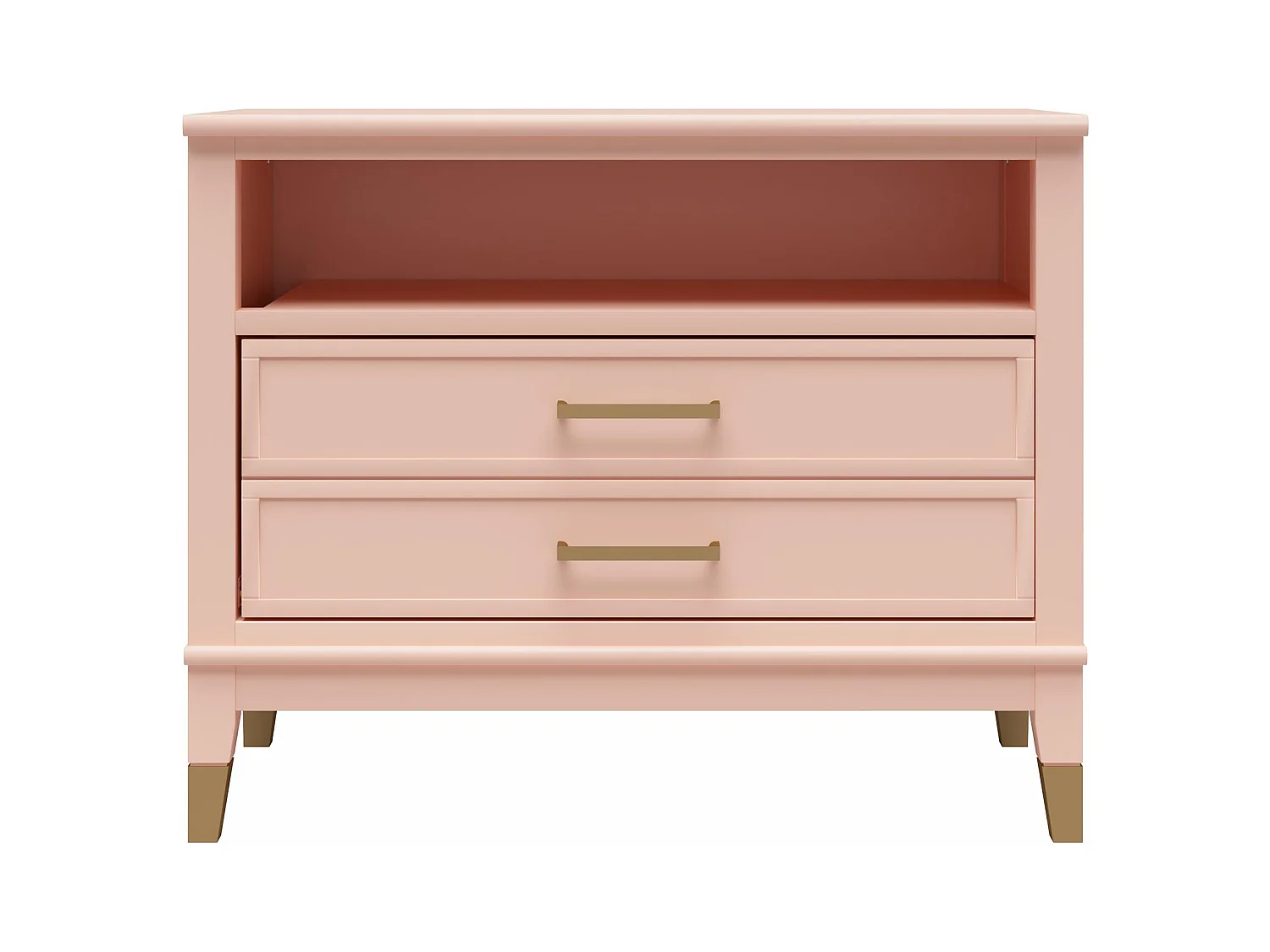 Westerleigh | Nachtkastje met 1 Lade in Roze - Gouden Pootjes en Handgrepen