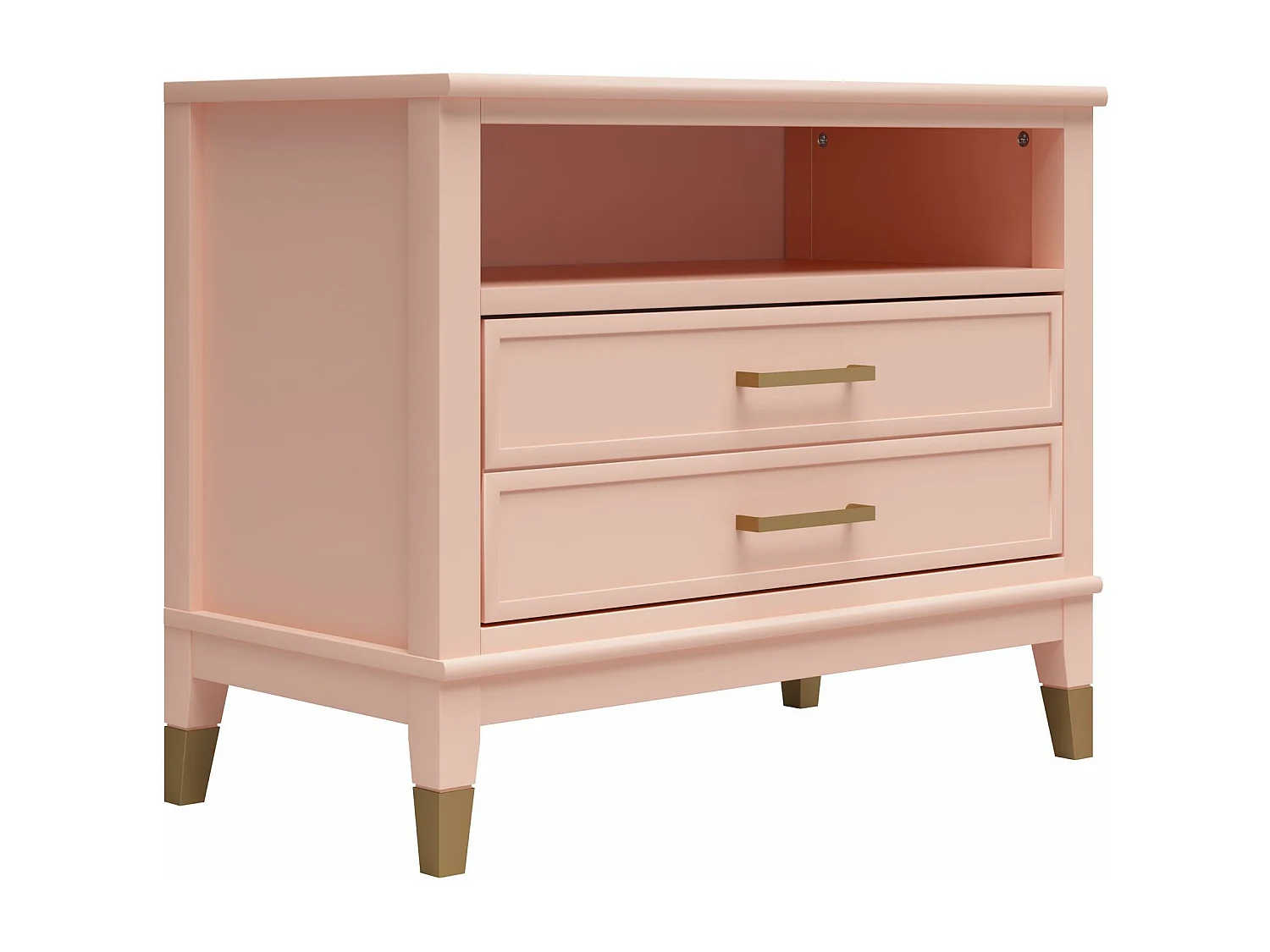 Westerleigh | Table de chevet à 1 tiroir et 1 étagère en rose