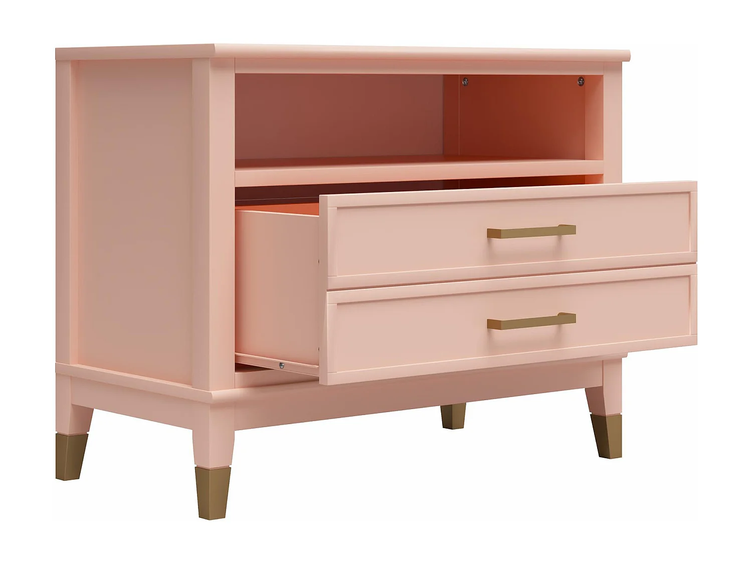 Westerleigh | Table de chevet à 1 tiroir et 1 étagère en rose