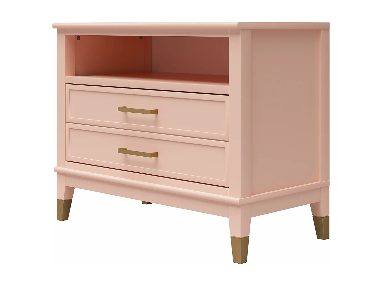 Westerleigh | Table de chevet à 1 tiroir et 1 étagère en rose