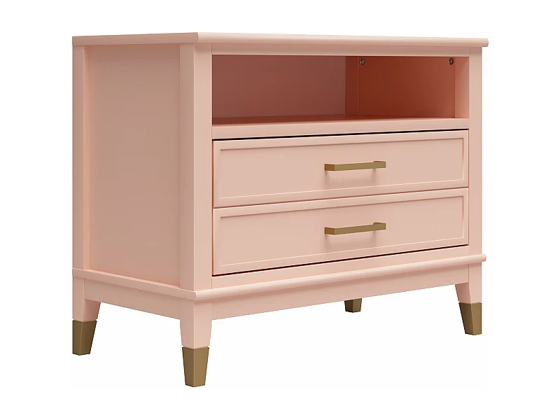 Westerleigh | Table de chevet à 1 tiroir et 1 étagère en rose
