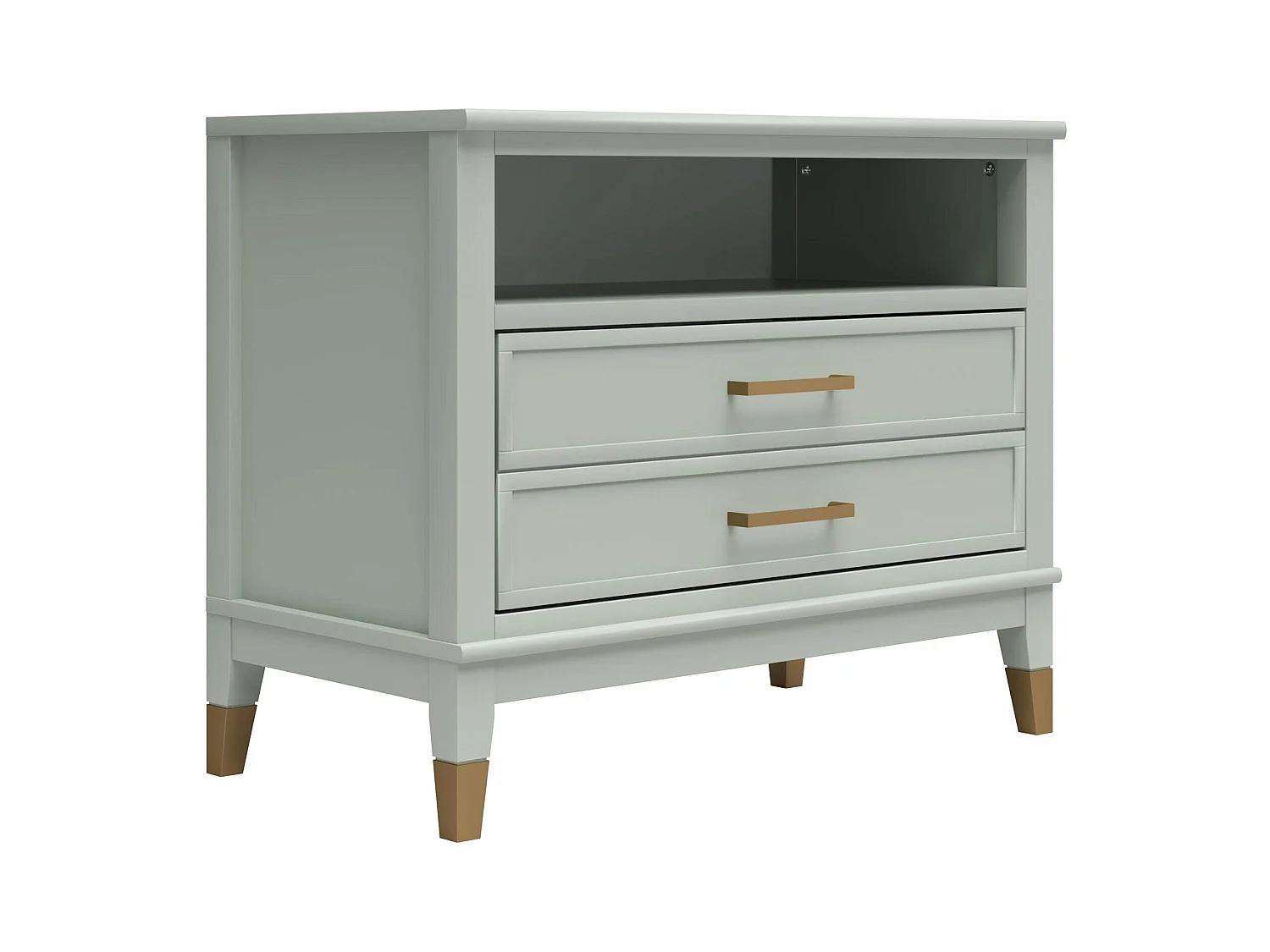 Westerleigh | Nachtkastje met 1 Lade in Groen - Gouden Pootjes en Handgrepen