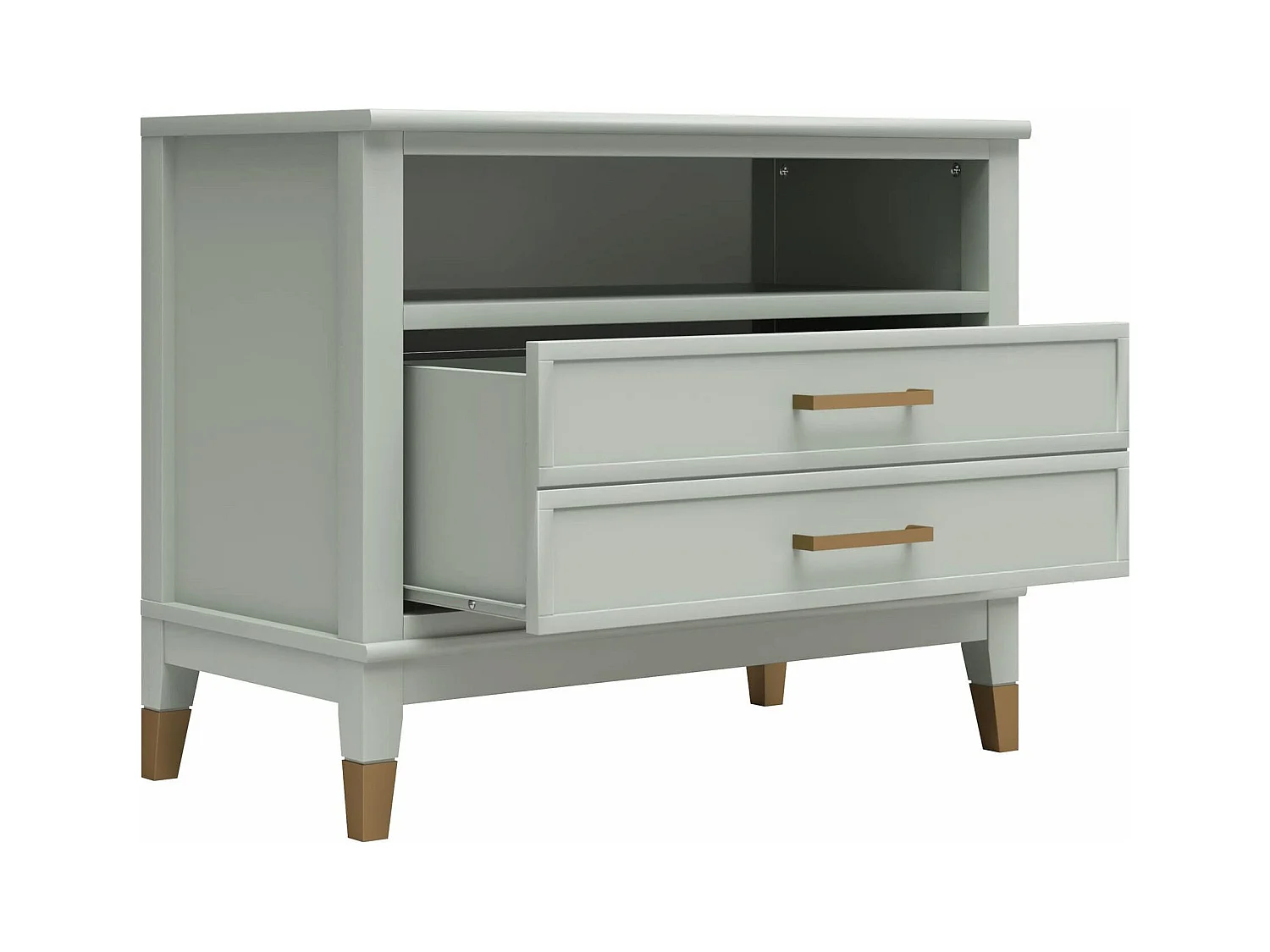 Westerleigh | Nachtkastje met 1 Lade in Groen - Gouden Pootjes en Handgrepen