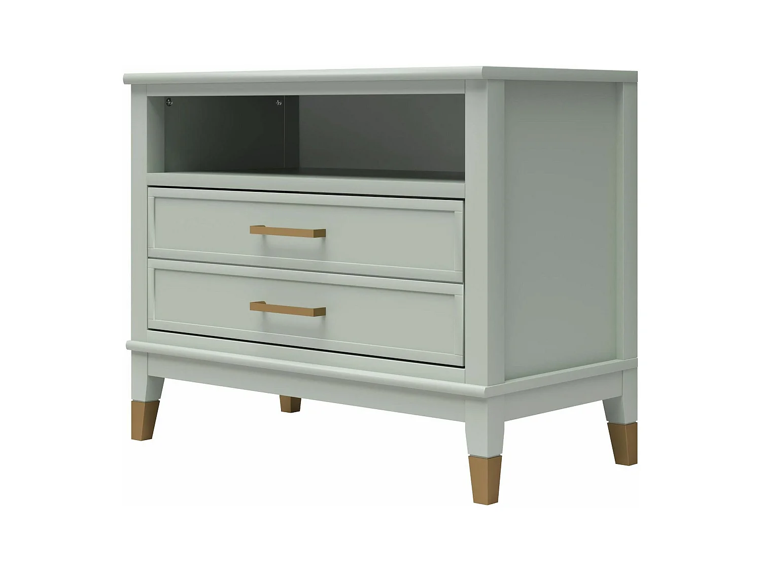 Westerleigh | Nachtkastje met 1 Lade in Groen - Gouden Pootjes en Handgrepen