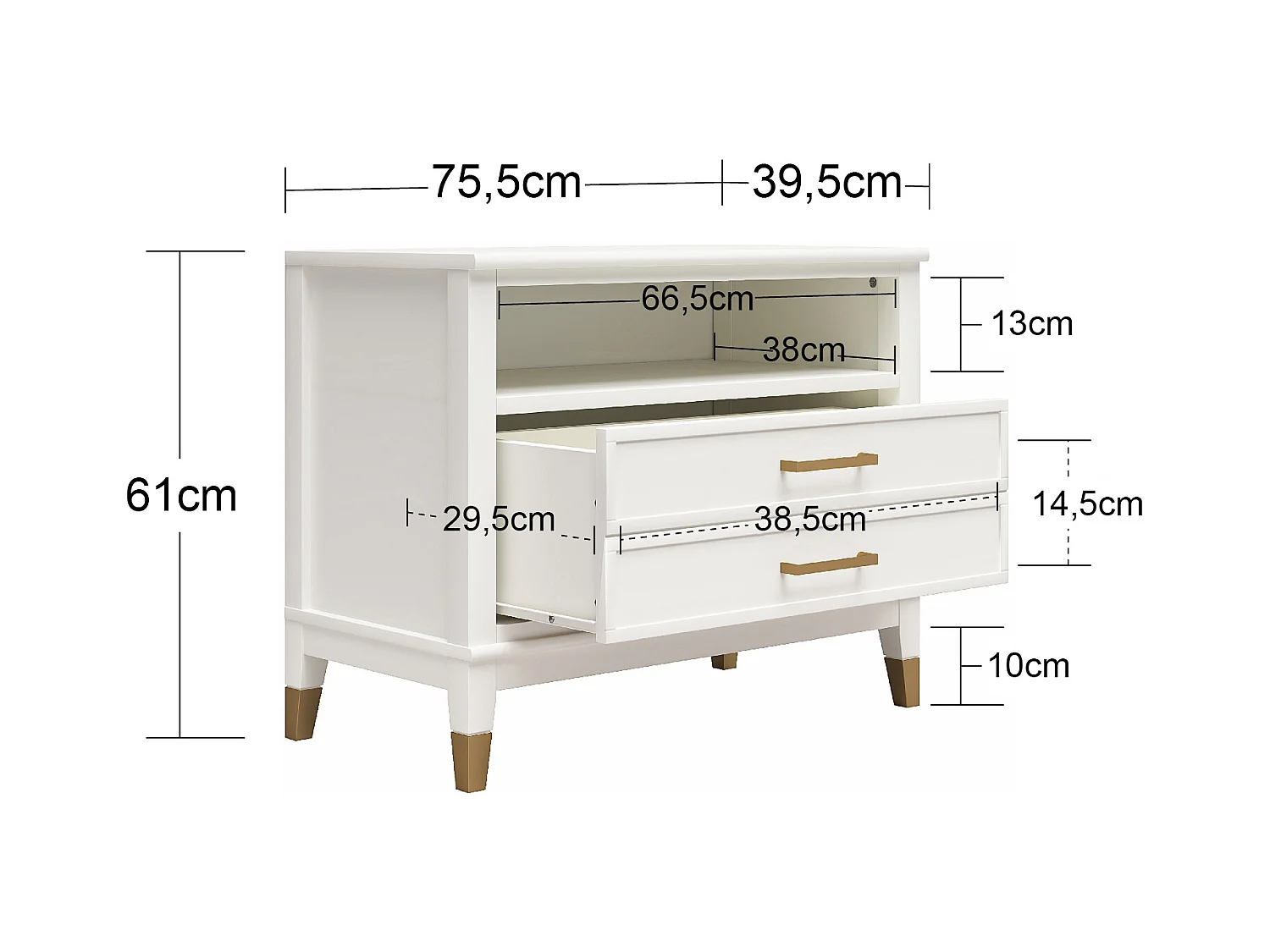 Westerleigh | Nachtkastje met 1 Lade in Groen - Gouden Pootjes en Handgrepen