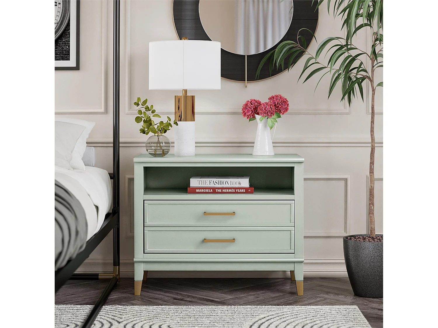 Westerleigh | Table de chevet à 1 tiroir et 1 étagère en vert