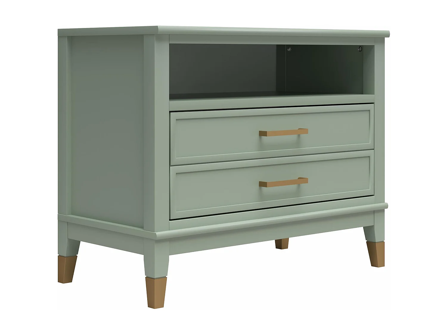 Westerleigh | Nachtkastje met 1 Lade in Groen - Gouden Pootjes en Handgrepen