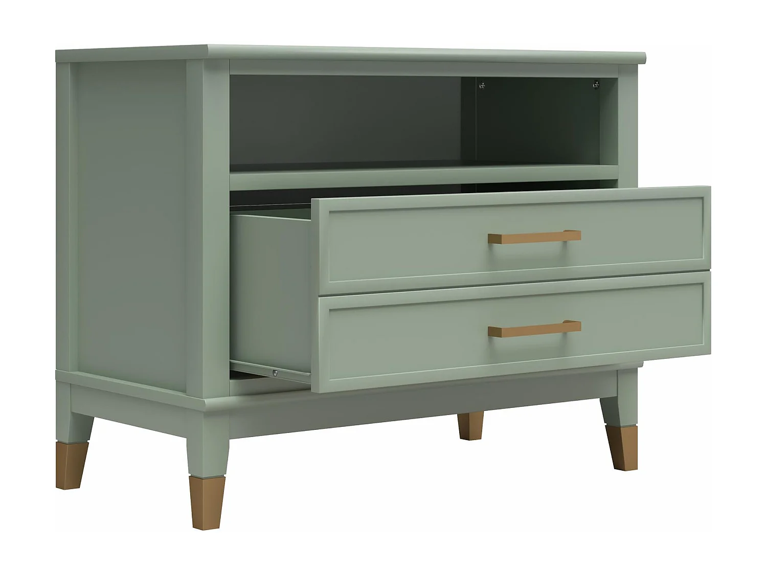 Westerleigh | Nachtkastje met 1 Lade in Groen - Gouden Pootjes en Handgrepen