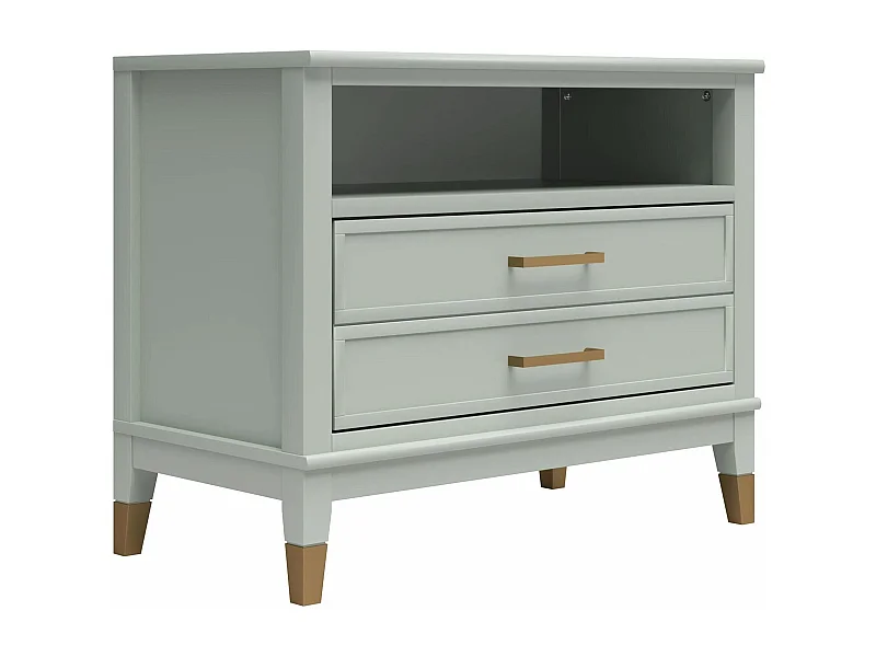 Westerleigh | Nachtkastje met 1 Lade in Groen - Gouden Pootjes en Handgrepen