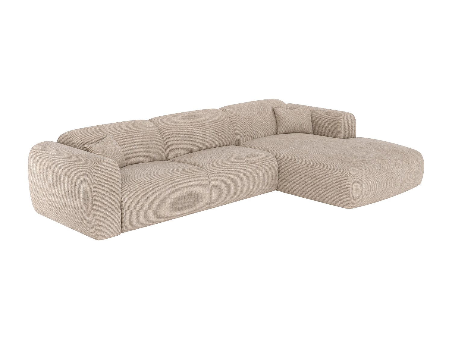 Ecksofa mit Schlaffunktion - Ecke rechts - Cord fein gerippt - Beige - POGN günstig online kaufen