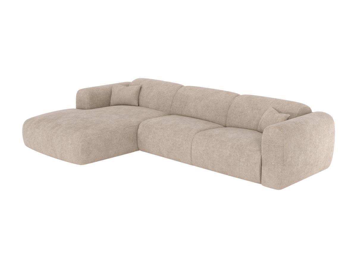 Ecksofa mit Schlaffunktion - Ecke links - Cord fein gerippt - Beige - POGNI günstig online kaufen