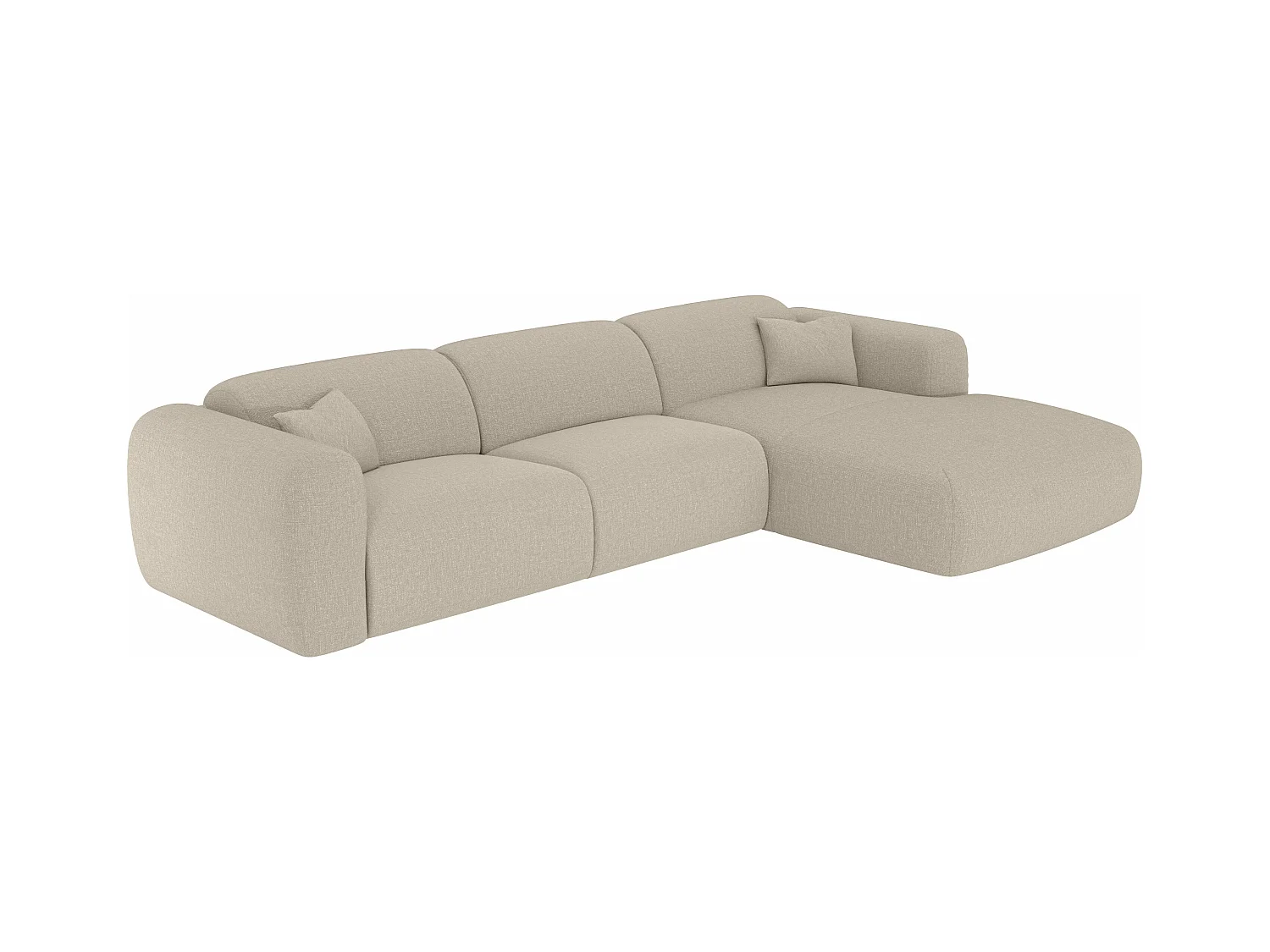 Stor højrehånds hjørne sovesofa med ekspres udtræk i beige meleret stof POGNI
