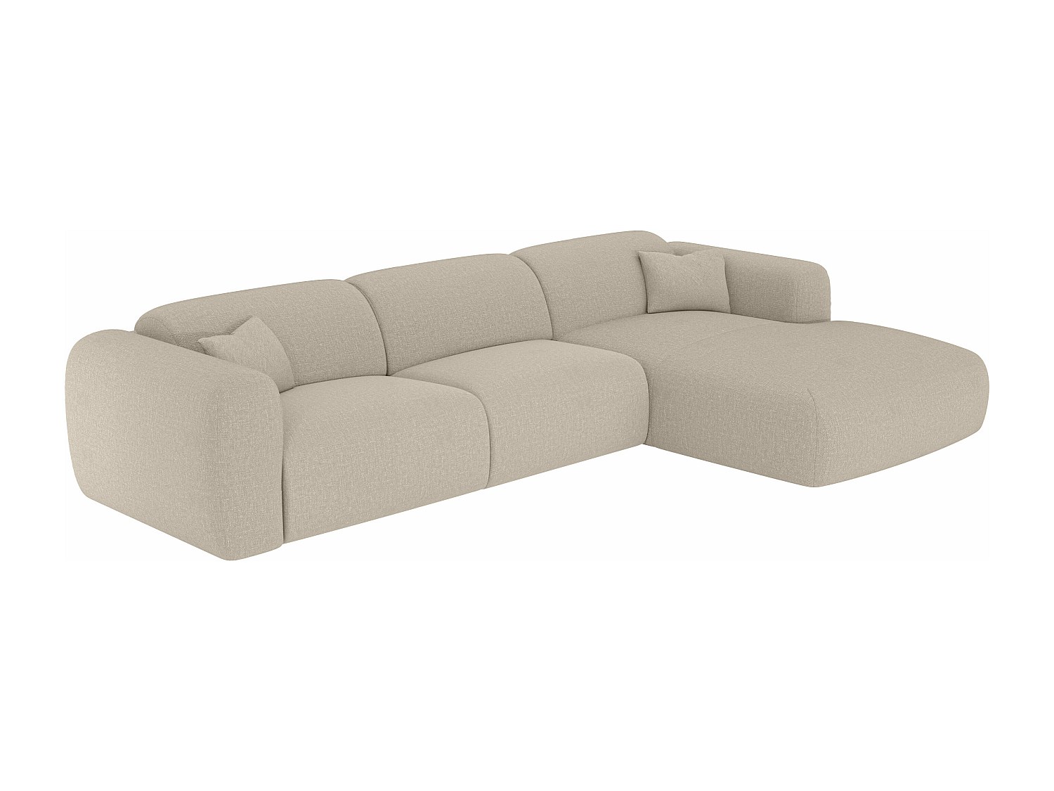 Ecksofa mit Express-Schlaffunktion - Ecke rechts - Stoff meliert - Beige - günstig online kaufen