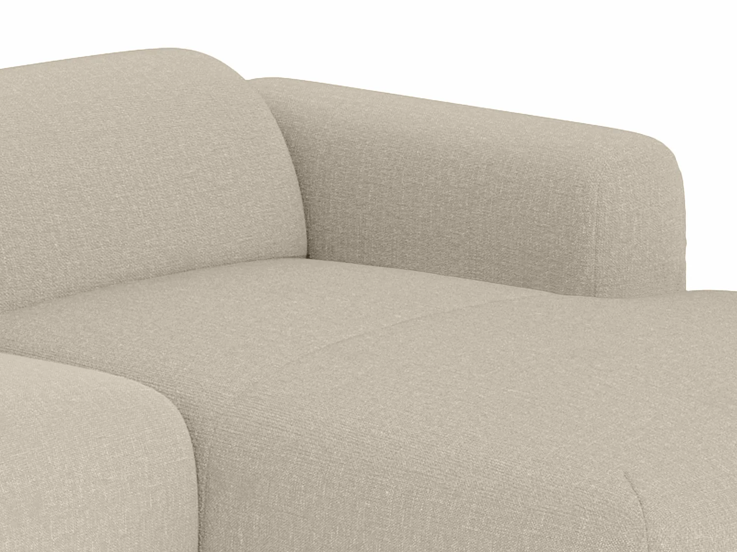 Grand canapé d'angle droit convertible express en tissu chiné beige - Matelas 13 cm mémoire de forme POGNI