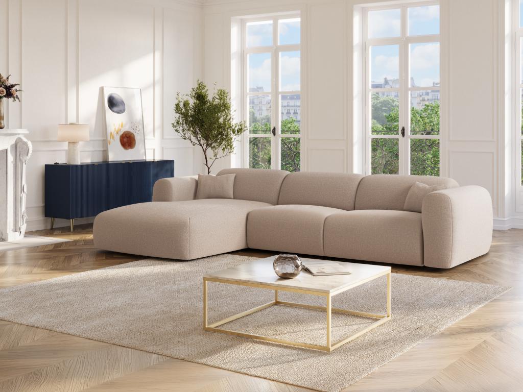 Ecksofa mit Express-Schlaffunktion - Ecke links - Stoff meliert - Beige - P günstig online kaufen