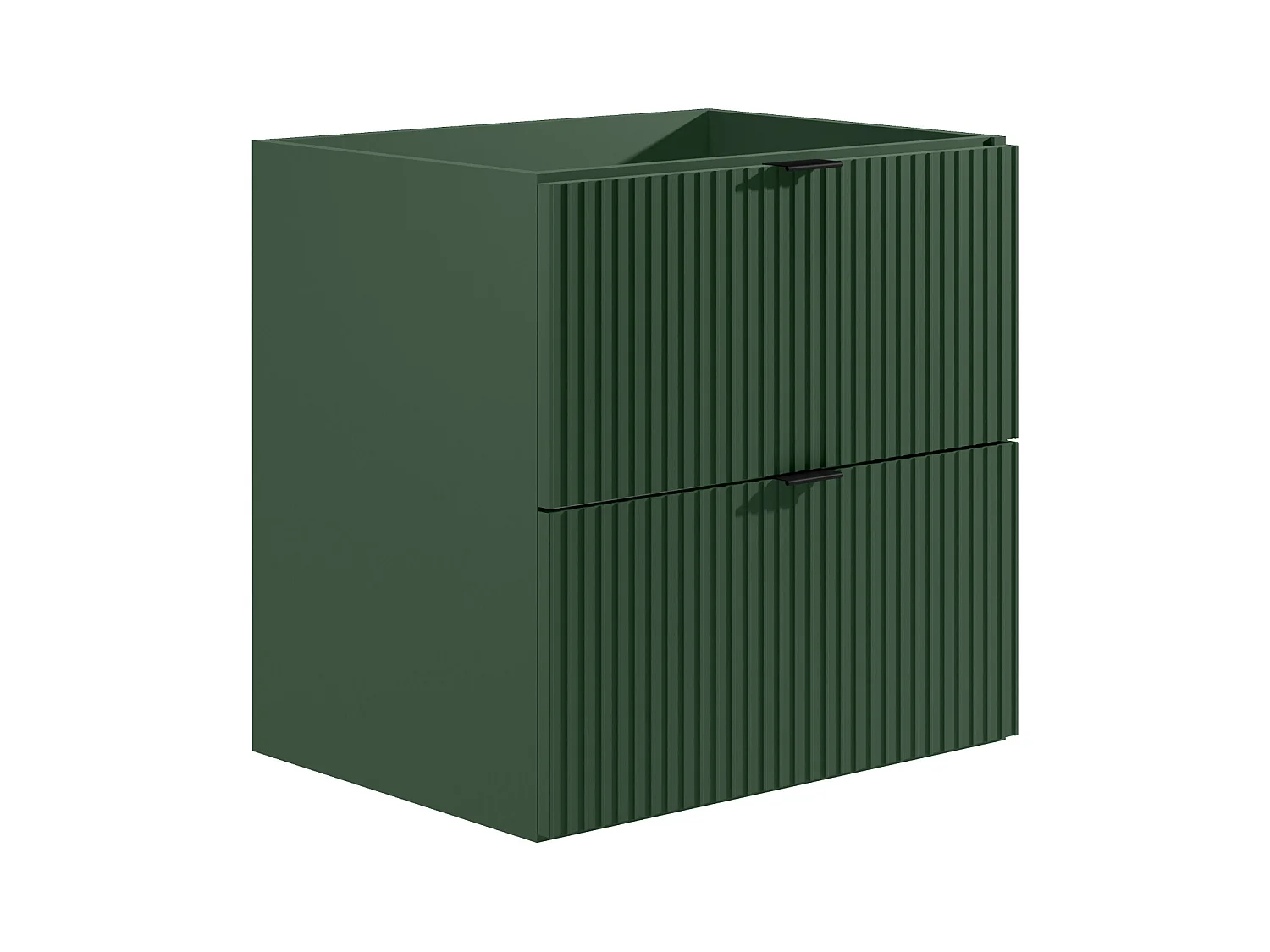 Meuble sous vasque suspendu strié - Vert mat - 60 cm - ZEVINI