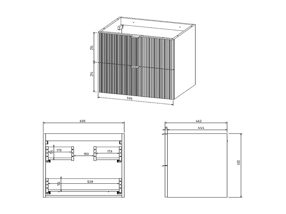 Meuble sous vasque suspendu strié - Vert mat - 60 cm - ZEVINI