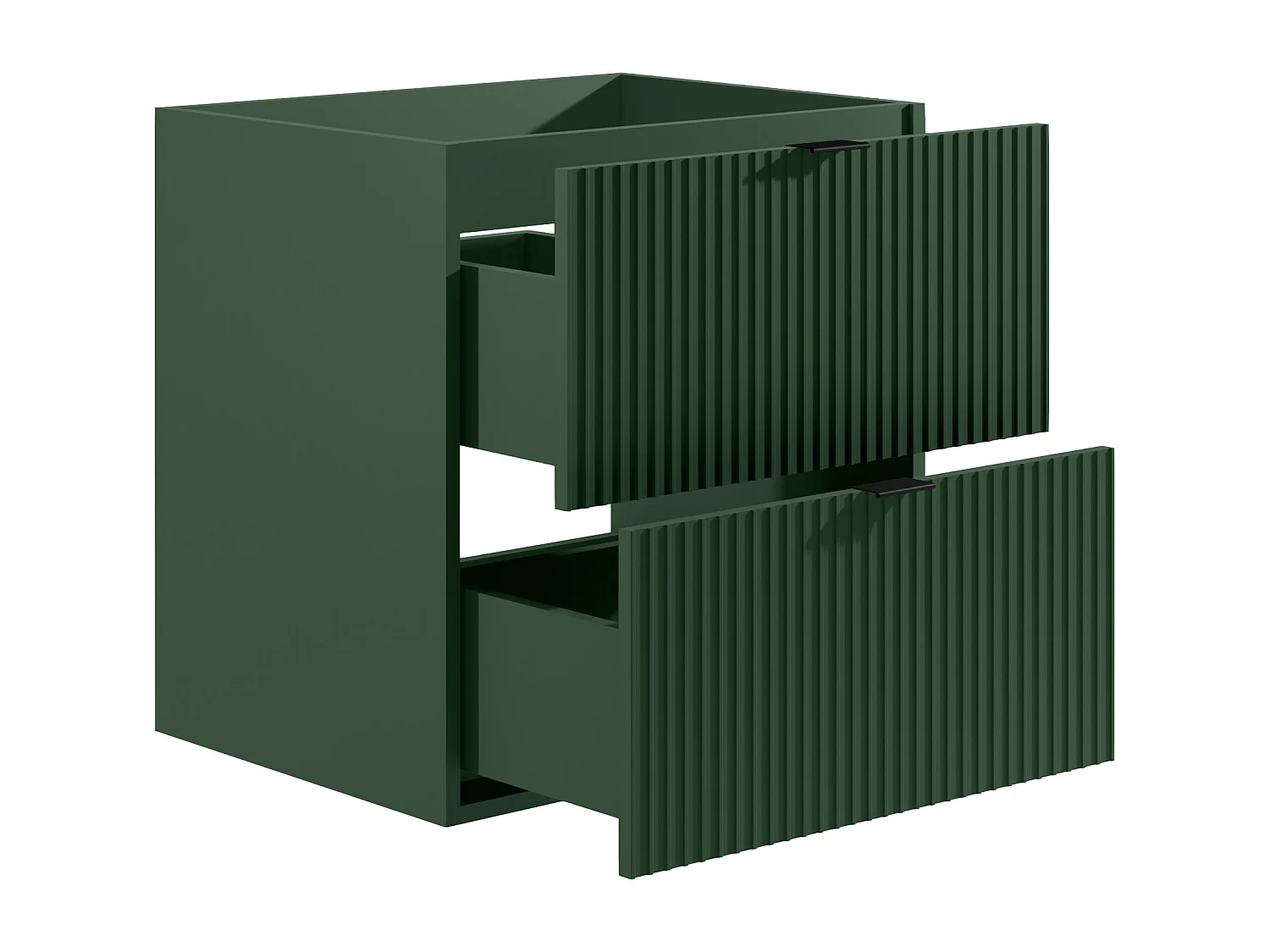 Meuble sous vasque suspendu strié - Vert mat - 60 cm - ZEVINI